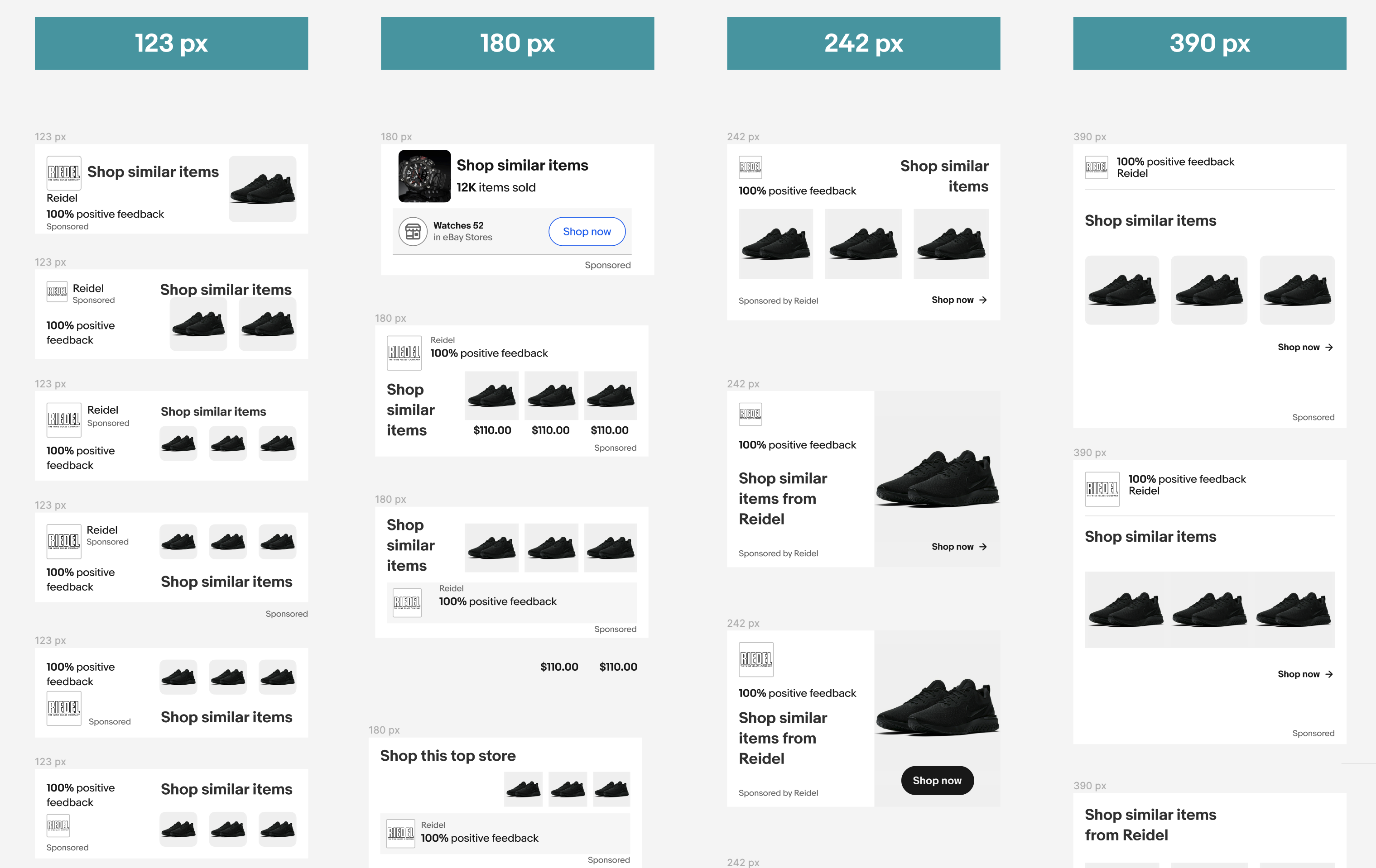 eBay ad space variations